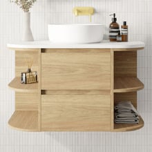 Avion 900mm Wall Hung Single Vanity with Solid Surface Countertop